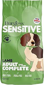 Burgess Sensitive Hypoallergenic Dog Food Adult British Lamb and Rice 12.5 kg, brown